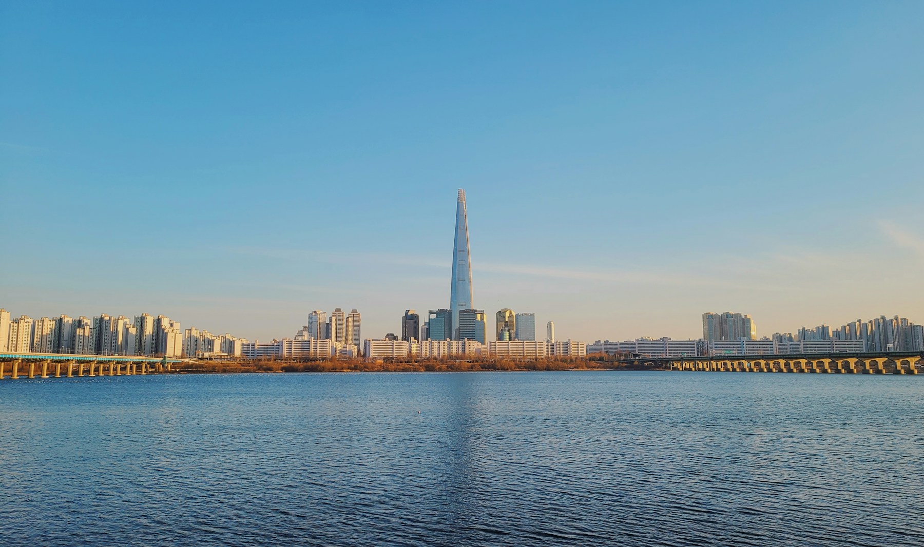 Lotte World Tower and Seoul's skyline across the Han River